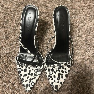 Cow print heels